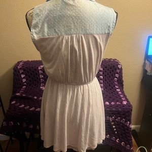 Light Pink & Blue Button Dress